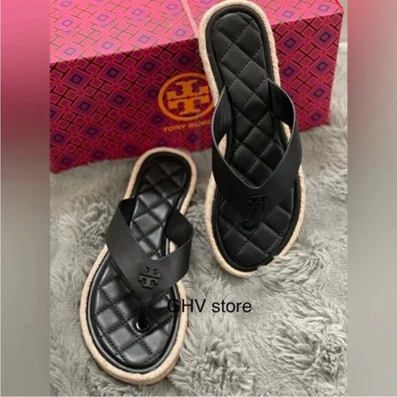 Tory Burch Quilted Espadrille Thong Sandal - Picture 6 of 7